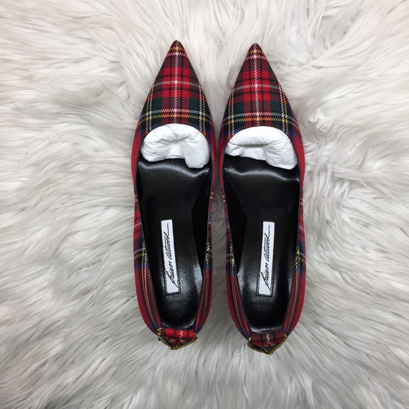 Brian Atwood Red Plaid Heels - Picture 4 of 8